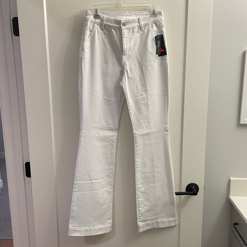 NWT The Limited white flare pants with stretch